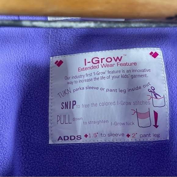 Obermeyer I-Grow Bib Snowsuit Girl's Size 4 Adjustable Ski Suit Purple Winter - Picture 2 of 11